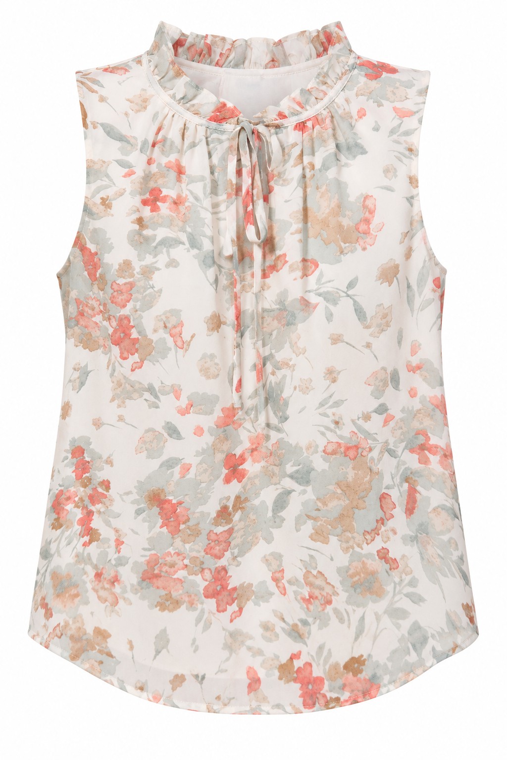 Blusa floral con lazo en el cuello — Marfil floral