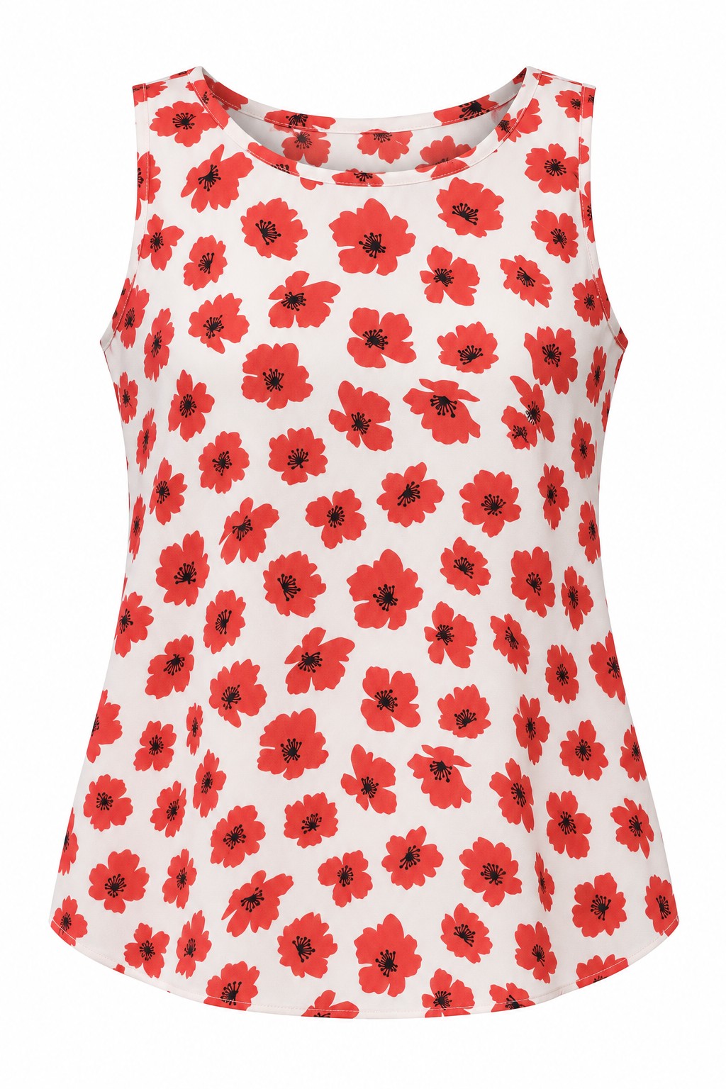 Blusa de amapolas rojas — Marfil y rojo