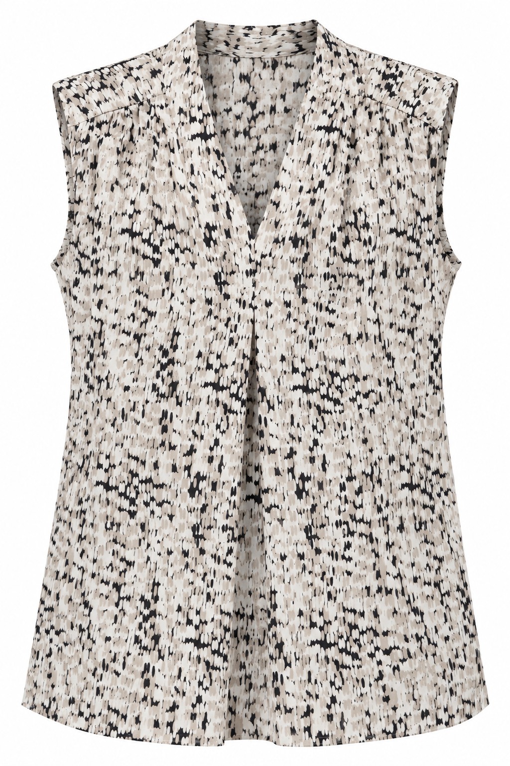 Blusa jaspeada con cuello en V — Marfil y negro
