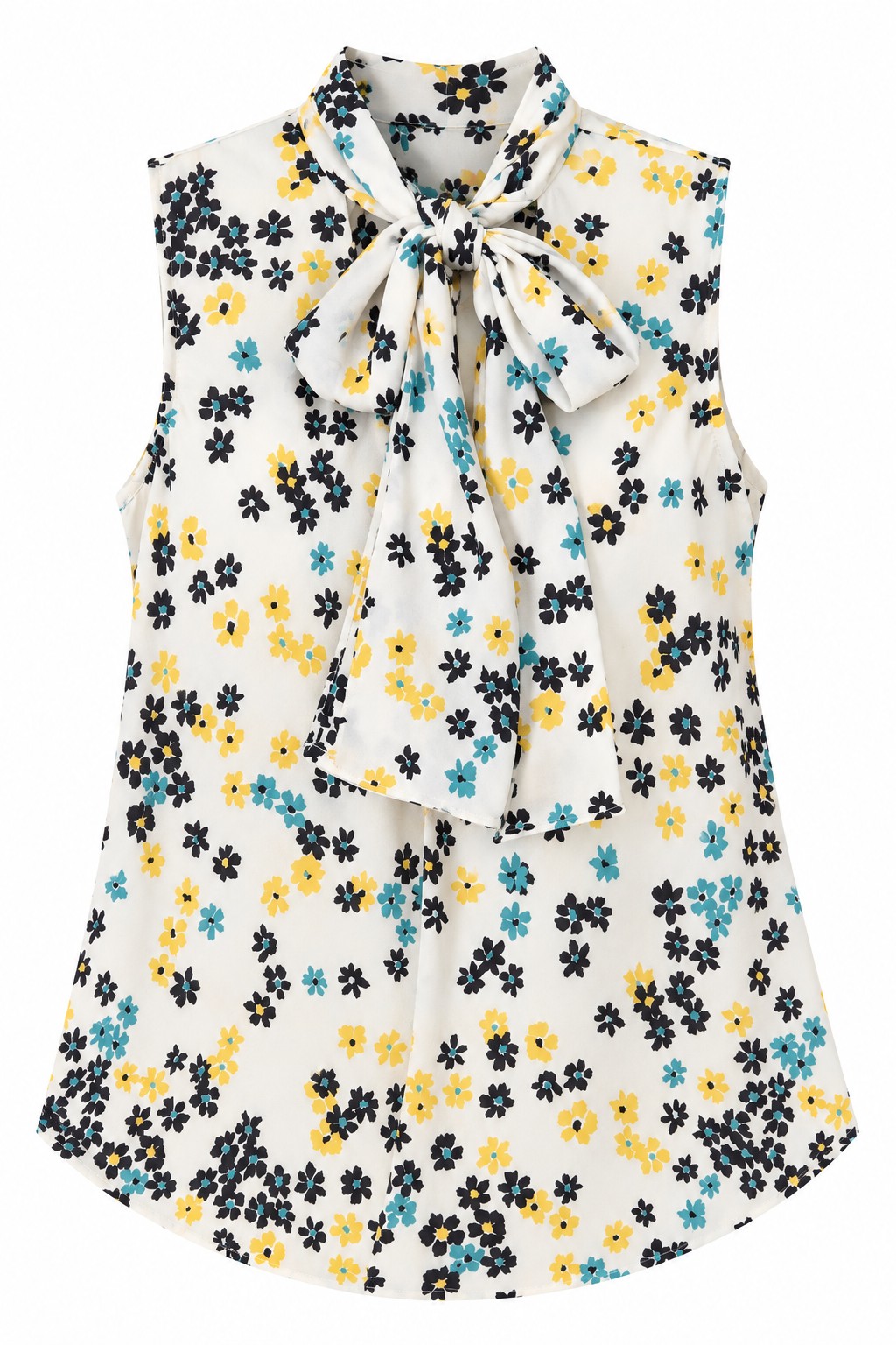 Blusa de flores pequeñas con lazo — Marfil floral