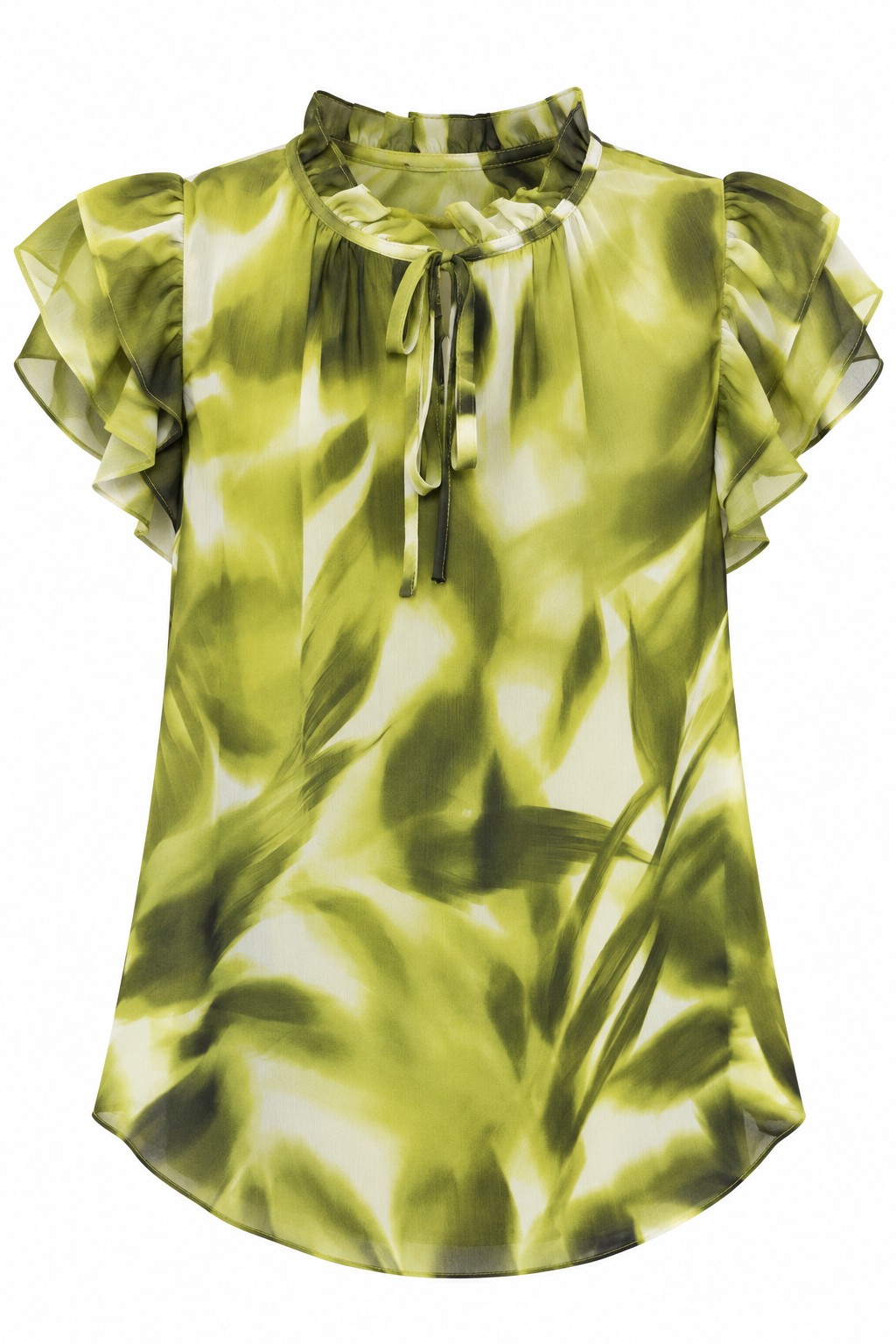 Blusa verde con mangas de volantes — Verde