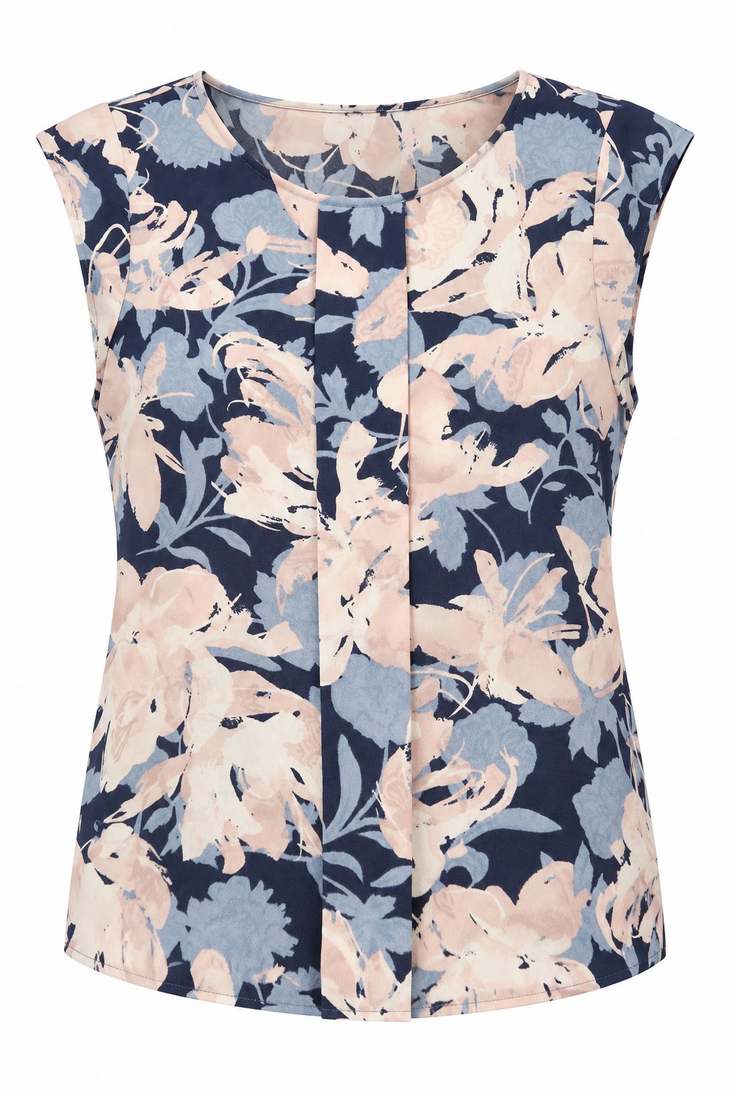 Blusa floral azul marino y rosa — Azul marino y rosa
