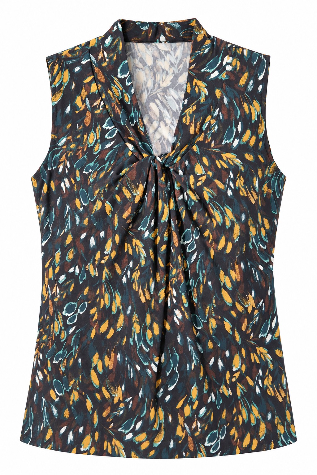 Blusa botánica con nudo en el cuello — Negro botánico