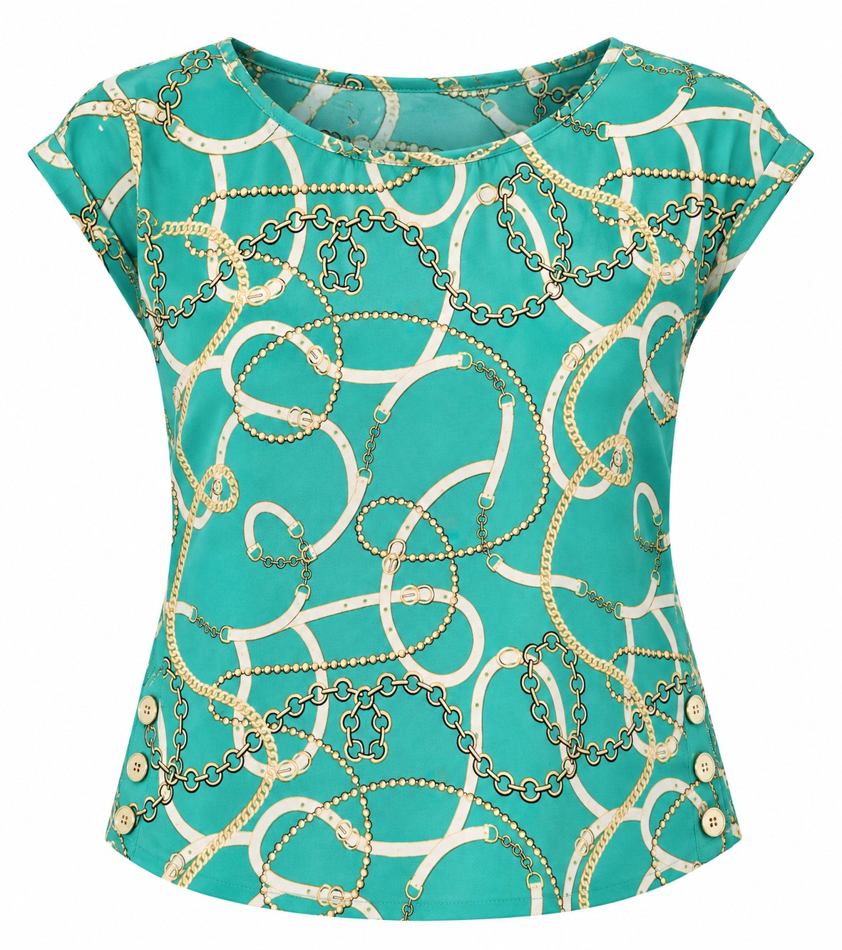 Blusa verde de cadenas — Verde estampado