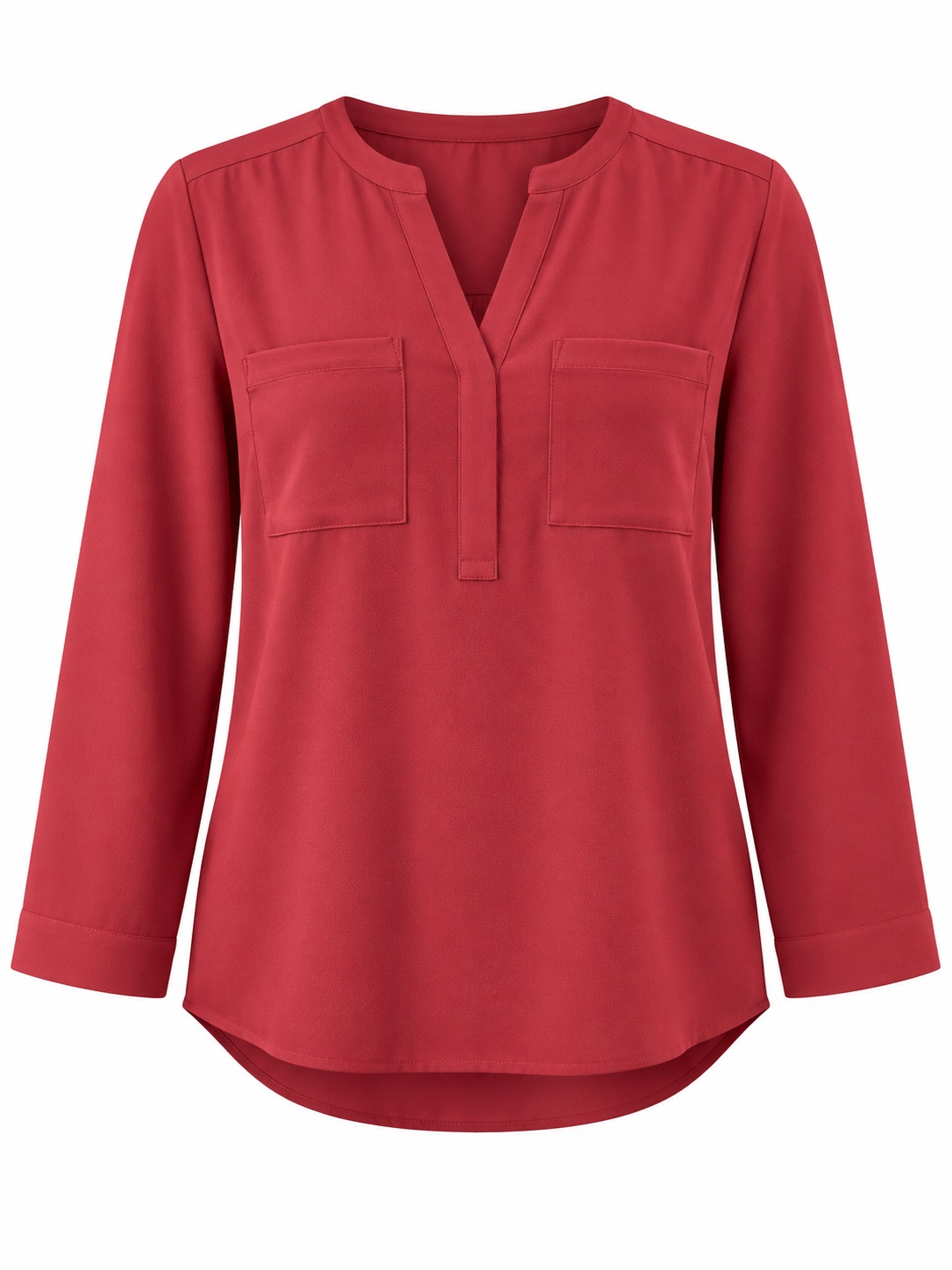 Blusa rojo teja con bolsillos — Rojo teja