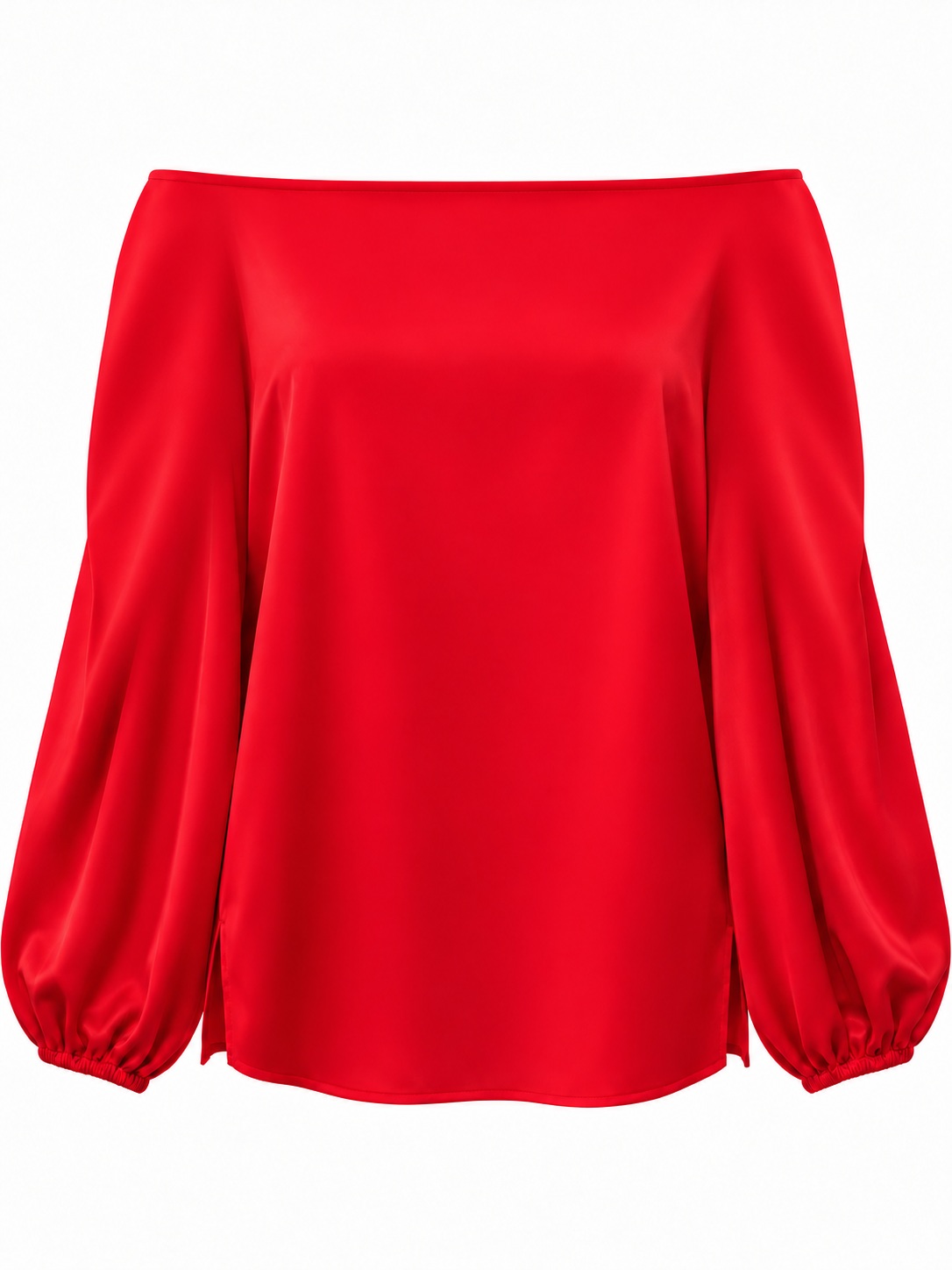 Blusa roja de hombros descubiertos y mangas abullonadas — Rojo