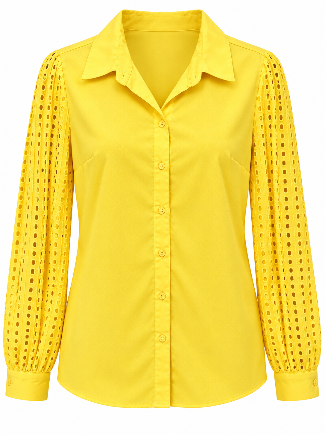 Camisa amarilla con mangas caladas — Amarillo