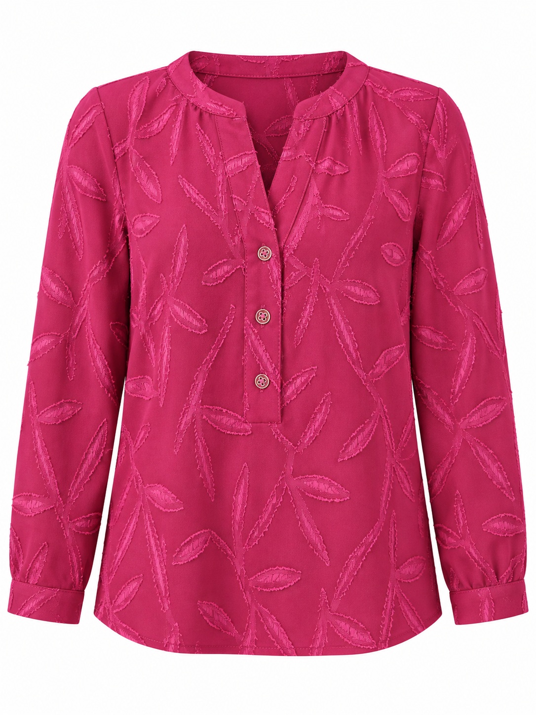 Blusa berry bordada con hojas — Berry