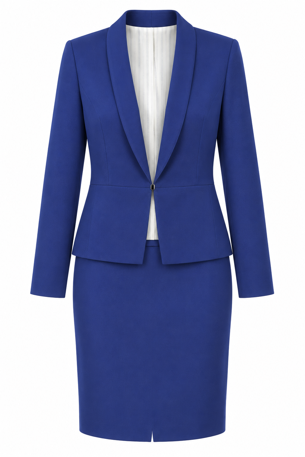 Conjunto azul cobalto de chaqueta con broche y falda — Azul cobalto