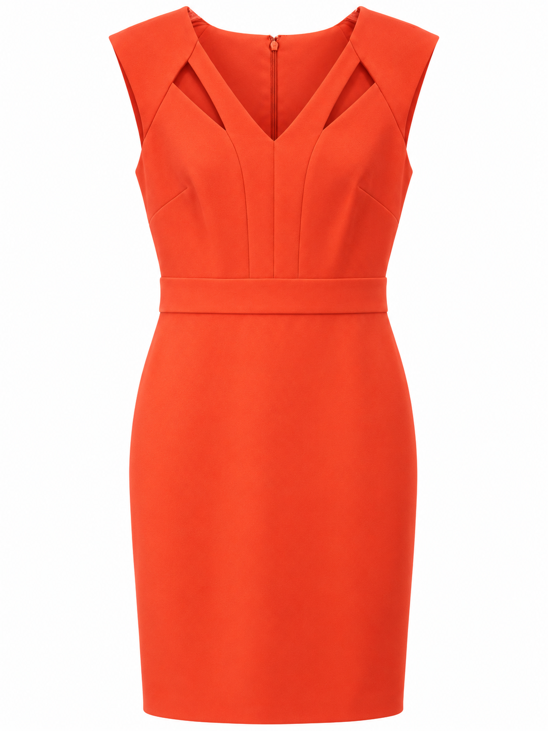 Vestido naranja de escote en V y aberturas en los hombros — Naranja