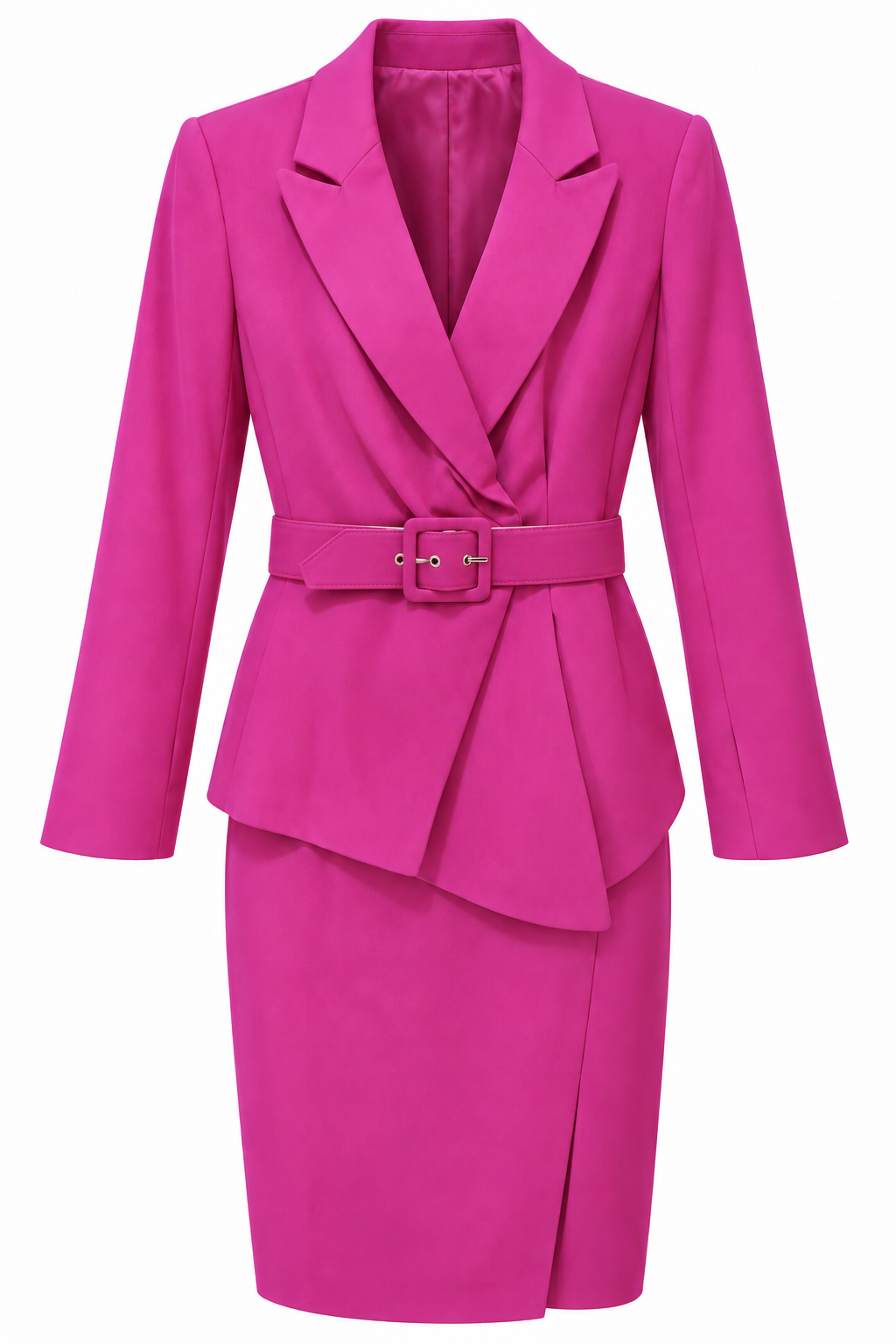 Conjunto magenta cruzado con cinturón de hebilla — Magenta